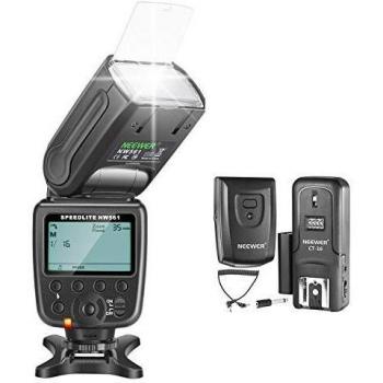 Neewer NW-561 GN38 Manual Pantalla LCD Speedlite Flash Kit para Canon Nikon y Otras Cámaras DSLR, Incluye: Flash NW561, Difusor Duro, CT-16 Disparador Inalámbrico