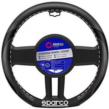 Funda de Volante Sparco SPS113 de PVC Negro con Agarre Cómodo y Fácil Instalación para VW Golf 7, Renault Laguna 3, Kadjar y Megane 4