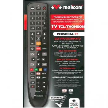 Mando a Distancia Universal Meliconi Gumbody Personal 7+ para TV TCL/Thomson, IR Inalámbrico, Preprogramado y Listo para Usar