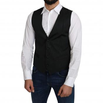 Dolce & Gabbana Gray 100% Silk Formal Coat Vest - IT46 | S