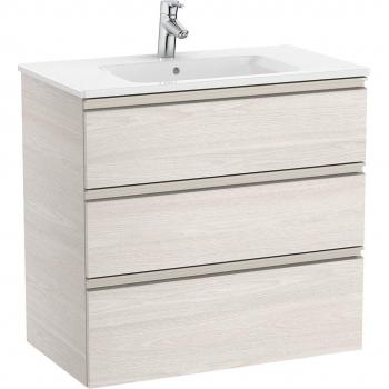 Mueble de baño Roca The Gap con 3 cajones y lavabo central, color Fresno nórdico, medidas 805 x 460 x 763 mm