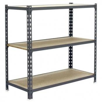 Estantería Metálica SimonRack de Almacenaje con 3 Baldas de Madera, 1000x800x500 mm, Soporta 150 kg por balda, Gris/Madera