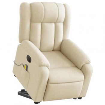 Sillón de Masaje Eléctrico Reclinable y Elevable en Tela Crema