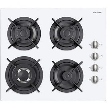 Corberó CPCGV404WCI Enciemera Cristal Gas Dimensiones 60 x 52 x 4, Potencia 8,1 Kw, 4 Fuegos, Gas Butano, Color Blanco,