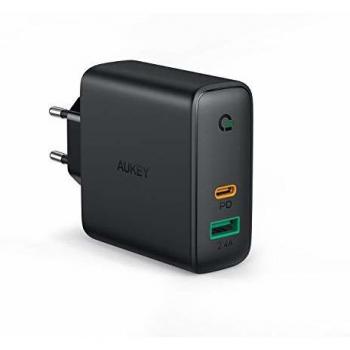 AUKEY Cargador USB C 60W, Cargador Móvil con 60W Power Delivery & GAN Tech, Compatible con iPhone XS/XS MAX/XR, Google Pixel 3/3XL, MacBook, iPad, Nintendo Switch y más