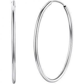 Silvora 50mm Pendientes de plata de ley Alto Pulido Pendientes ligeros para mujer Novia