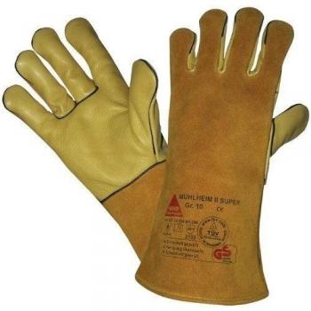 forrado Guantes de soldar mühl doméstica II de Super piel rugosa de vacuno TÜV GS, Marrón
