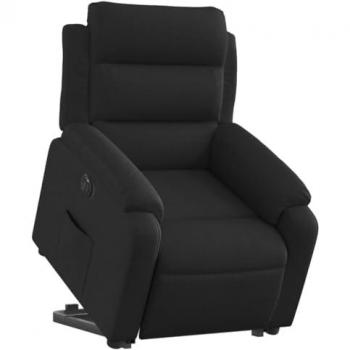 Silla Reclinable Eléctrica Negra en Tela, Sillón Eléctrico Reclinable Elevable, Sillón Orejero Ajustable, Asiento para Personas Mayores