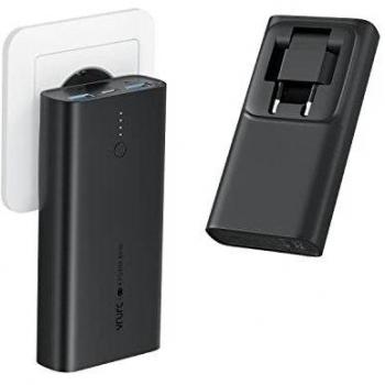 VRURC 10000mAh Power Bank con Enchufe Plegable, Cargador Portátil USB C 22.5W PD Carga Rápida QC 3.0 Powerbank Batería con 2 Entradas y 3 Salidas Compatible con Smartphone Tablet