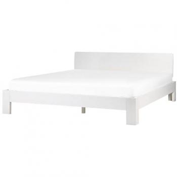 Cama de madera blanca con somier 180 x 200 cm y cabecero Royan