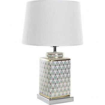 Lámpara de mesa con base de porcelana y diseño de mosaico en tonos dorados - ¡Ilumina tu hogar con estilo!