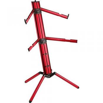 K&M Spider Pro Red Keyboard Stand 18860 - Adjustable Column Support with Four Arms for Two Instruments