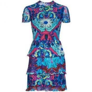 Vestido Corto Desigual VEST_EXETER-LACROIX con Capas, M. Christian Lacroix, Poliester, Azul, Talla S