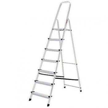 ORYX 23010007 Escalera Aluminio 7 Peldaños Plegable, Uso doméstico, Antideslizante, Ligera y Resistente