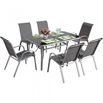 Conjunto de muebles de jardín de textileno Cordoba + Porto 6 personas gris claro