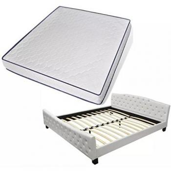 vidaXL Cama Matrimonio Colchón Viscoelástico 180x200 Blanca Habitación Hogar