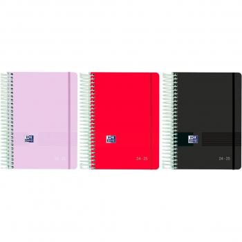 Agenda Oxford LIVE&GO 1/8 12 x 18 cm 2024-2025, tapa de plástico, formato escolar, diseño de día por página, colores surtidos, multilingüe