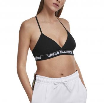 Urban Classics Ladies Triangle Logo Bra Sujetador sin Aros, Negro