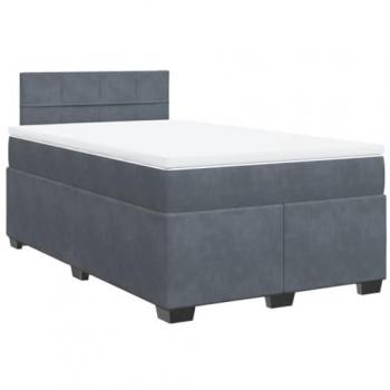 Cama box spring con colchón terciopelo gris oscuro 120x200 cm Vidaxl