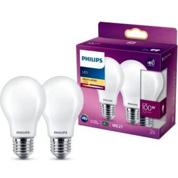 Philips Bombilla LED Estándar A60 E27 11,5W 2700K Luz Cálida Opal 1521lm Pack de 2