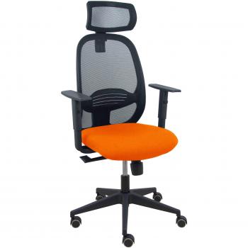 Silla Cilanco negra malla negra asiento bali naranja oscuro brazo regulable cabecero regulable