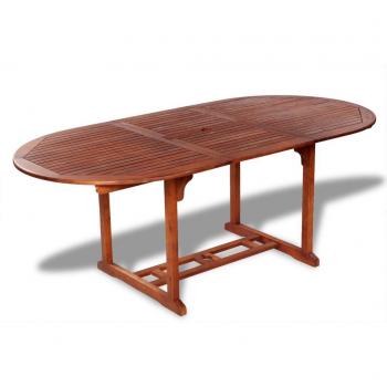Mesa oval extensible de madera para exteriores