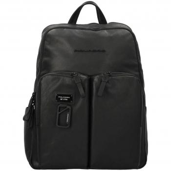 Piquadro Harper RFID Leather Laptop Backpack 40 cm Black