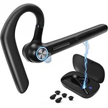 Auricular Bluetooth Inalámbrico, Sewowibo Auriculares Manos Libres Conversación con Micrófono Dual HD Cancelación de Ruido, Pueden Girar Los Auriculares Negocios/Oficina/Conducir