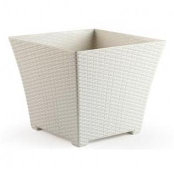 Maceta Cuadrada de Rattan Marfil 37 cm - Plastic Forte
