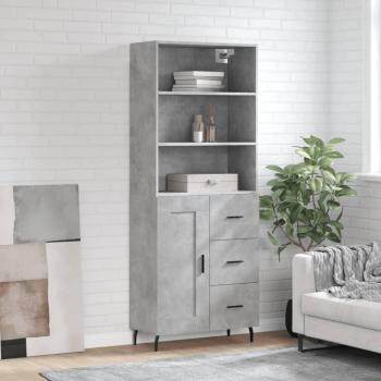 Aparador alto de madera contrachapada gris hormigón 69,5x34x180 cm