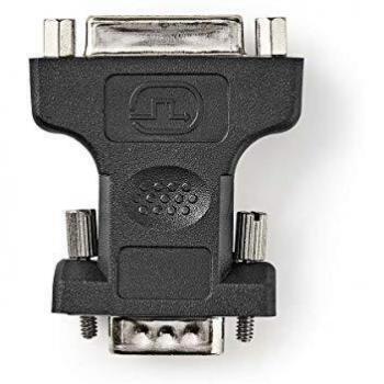 Adaptador VGA a DVI-I 24+5 Pines Macho a Hembra, Negro, ABS/Metal, Blister