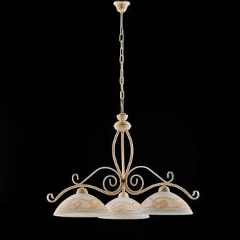 Candelabro rústico de hierro forjado con acabado dorado y cristal ámbar, 3 luces, 71x h56 cm