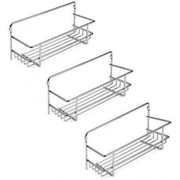 Emuca - Especiero para mueble de cocina, estantes de pared para tarros de especias, 3 bandejas, acero, cromado.