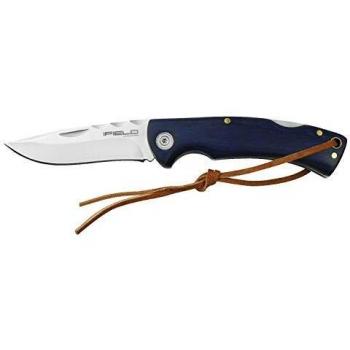 iFIELD Navaja de Madera Camper EL29039, Mango Stamina Azul, con cordón, Hoja de Acero INOX de 8,5 cms, Herramienta de Camping para Pesca, Caza, Actividad Deportiva