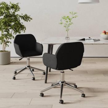 Swivel Dining Chairs Set of 2 Black Fabric