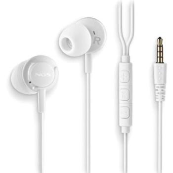 Auriculares Intraaurales NGS Cross Drift Blancos con Micrófono, Control de Volumen y Conexión Jack 3.5 mm