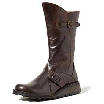 Fly London Mes Dark Brown Leather Mid Calf Women's Boots