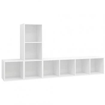 Juego de Muebles de Salón 3 Piezas Blanco Madera Ingeniería Mueble TV Estante Decorativo