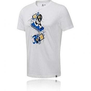 Reebok GS Treadmill Crew Camiseta, Hombre, Blanco, L