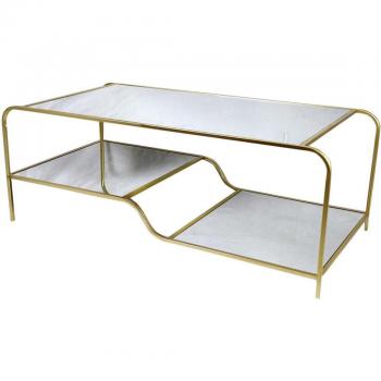 Mesa de Centro DKD Home Decor Glamour Dorado Metal Espejo 120 x 60 x 45 cm