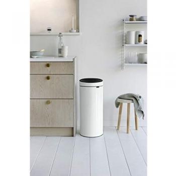 Brabantia Touch Bin Cubo de Basura, 30 litros, Blanco, 32 x 29.5 x 72 cm