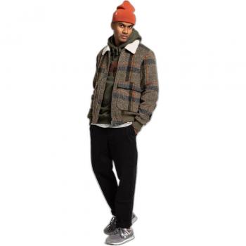 Revolution Quilted Plaid Aviator Jacket with Ribbed Details