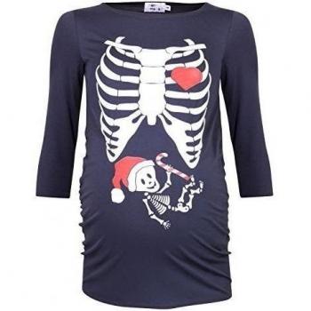 Happy Mama. Para Mujer Camiseta premamá bebé de esqueleto navidad T-shirt. 883p
