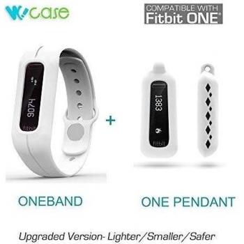 WoCase Pack of Two ( OneBand + One Pendant ) Fitbit One Accessory Wristband Bracelet Collection ( Twin Blanco artico,One size, fits most wrist,2016 Lastest Version, Secured, Lost Proof) for Fitbit One Activity and Sleep Tracker
