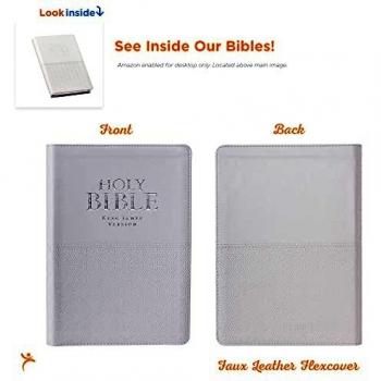 KJV Standard Size Thumb Index Bible - White Imitation Leather Edition