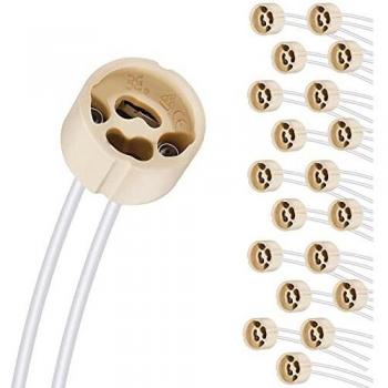 Aiwode Casquillos GU10,Portalámparas GU10 Cerámica con Silicona Cable 0,75mm²,Conector para Bombillas GU10,Paquete de 20.