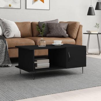Mesa de centro negra 90x50x40 cm en madera multicapa contrachapada