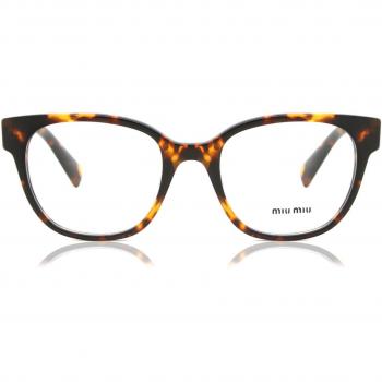 Miu Miu MU02VV VAU1O1 Women's Eyeglasses Tortoiseshell Square Honey Havana Size 52 - Blue Light Block Available