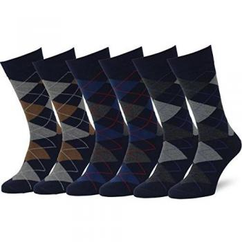 Easton Marlowe 6 PR Calcetines Estampados Hombre Argyle - 6pk #2-10, argyle - azul, 43-46 EU shoe size