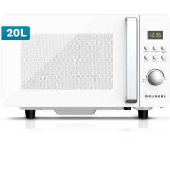 Microondas Digital Grunkel MWD-20Flat 20L 700W Sin Plato Giratorio, 5 Niveles de Potencia, 8 Programas, Pantalla LED